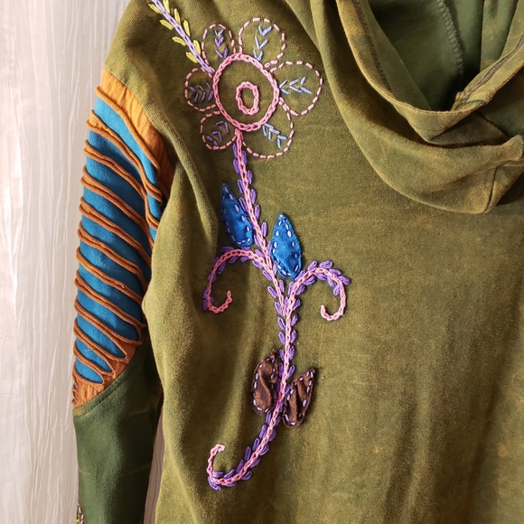 Rising International Zip Up Hoodie Boho Hippie Large Unique Pattern - Picture 6 of 11